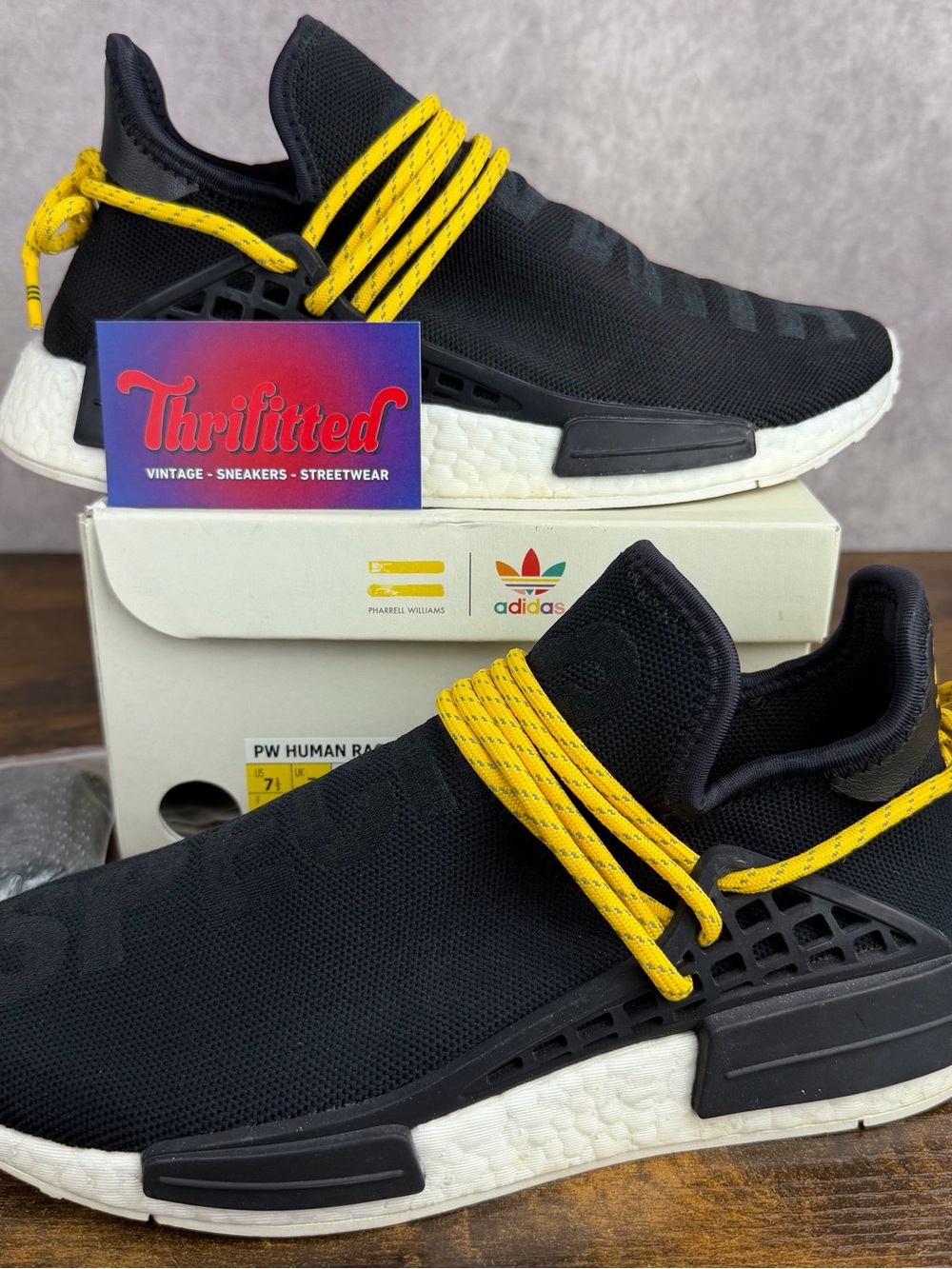 Adidas NMD Hu x Pharrell Human Race Core Black Size 7.5 BB3068 Men’s Shoes Rare